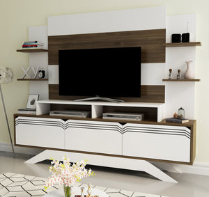 Σύνθεση Τηλεόρασης Kremasta Καρυδί - Λευκό 180x29.5x148.6 εκ. Μελαμίνης