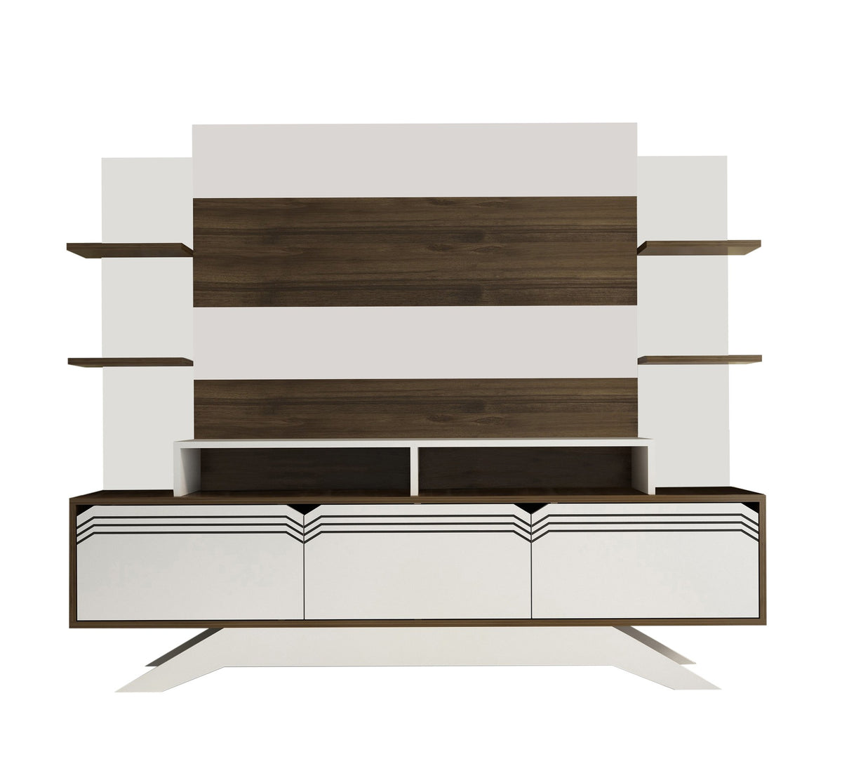 Σύνθεση Τηλεόρασης Kremasta Καρυδί - Λευκό 180x29.5x148.6 εκ. Μελαμίνης