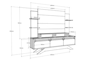 Σύνθεση Τηλεόρασης Kremasta Καρυδί - Λευκό 180x29.5x148.6 εκ. Μελαμίνης