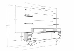 Σύνθεση Τηλεόρασης Rethymno Καρυδί - Λευκό 180x29.5x148.6 εκ. Μελαμίνης