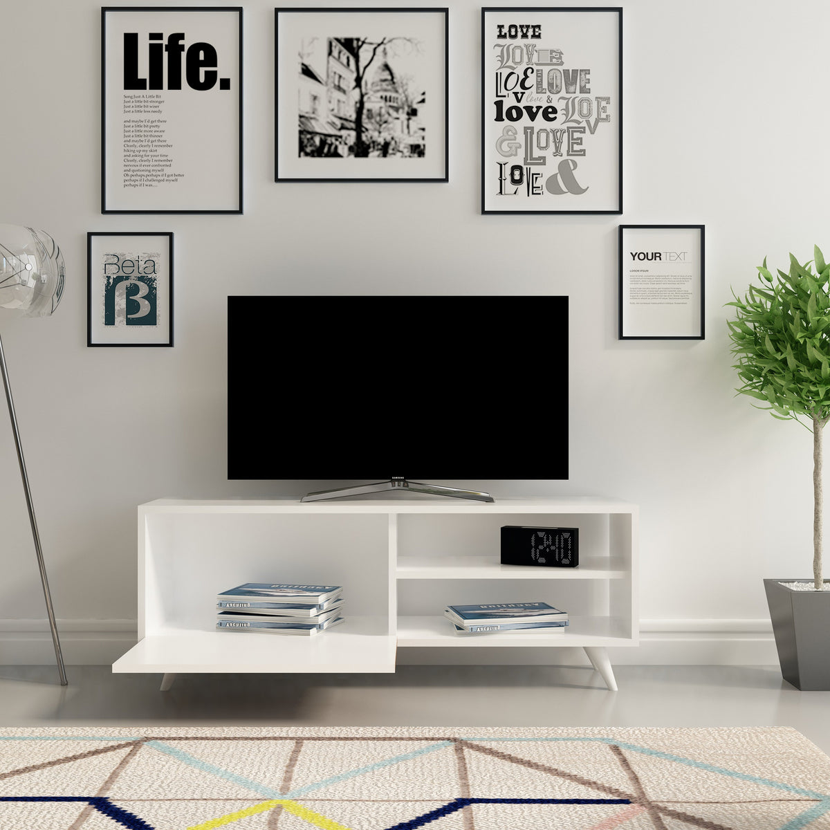 Έπιπλο Τηλεόρασης Gavrio Με Ράφια Λευκό 120x29.5x43.7 εκ. Μελαμίνης