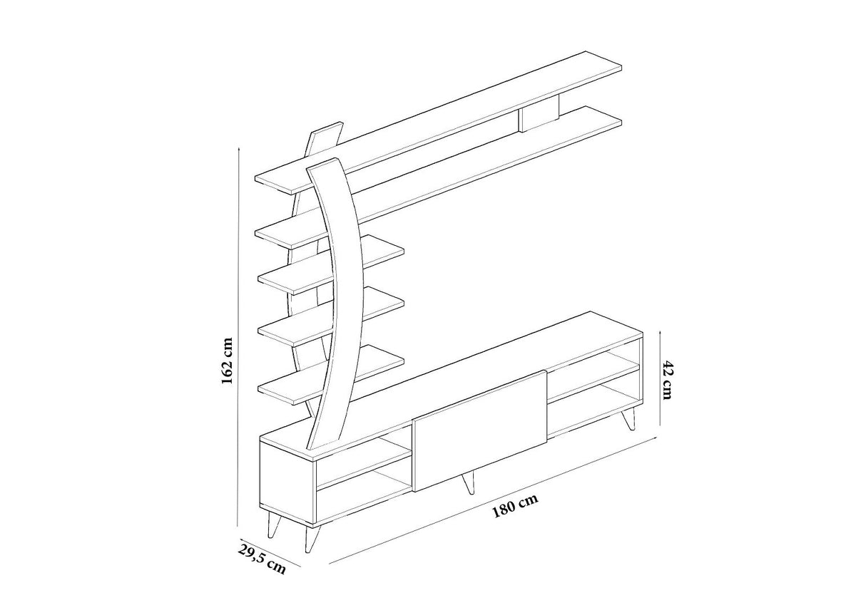 Σύνθεση Τηλεόρασης Aigina Λευκό 180x29.5x162 εκ. Μελαμίνης