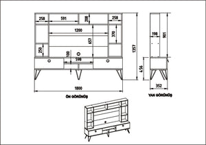 Σύνθεση Τηλεόρασης Karavas Καρυδί - Μαύρο 180x35.2x135.7 εκ. Μελαμίνης