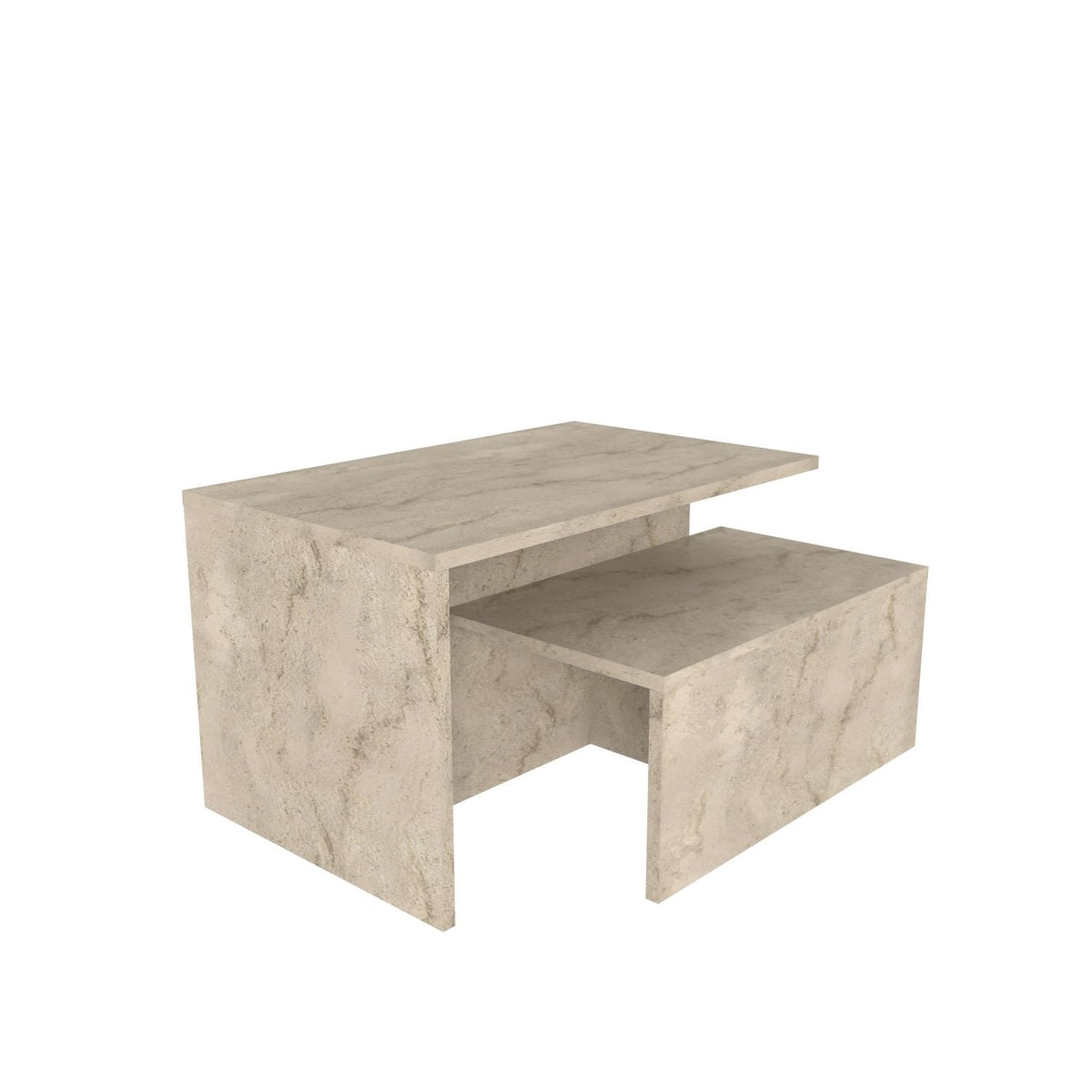 Τραπεζάκια Σαλονιού Σετ 2τμχ Ierissos Travertine 72x45x42 εκ. Μελαμίνης