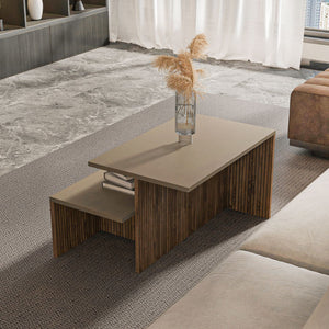 Τραπεζάκια Σαλονιού Σετ 2τμχ Ierissos Taupe - Δρυς 72x45x42 εκ. Μελαμίνης