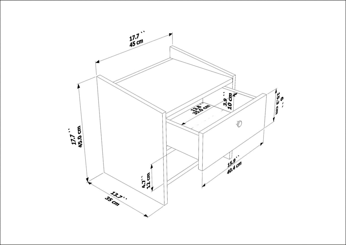 Κομοδίνο Tersefanou Λευκό 45x35x45 εκ. Μελαμίνης