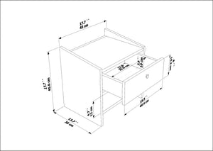Κομοδίνο Tersefanou Λευκό 45x35x45 εκ. Μελαμίνης