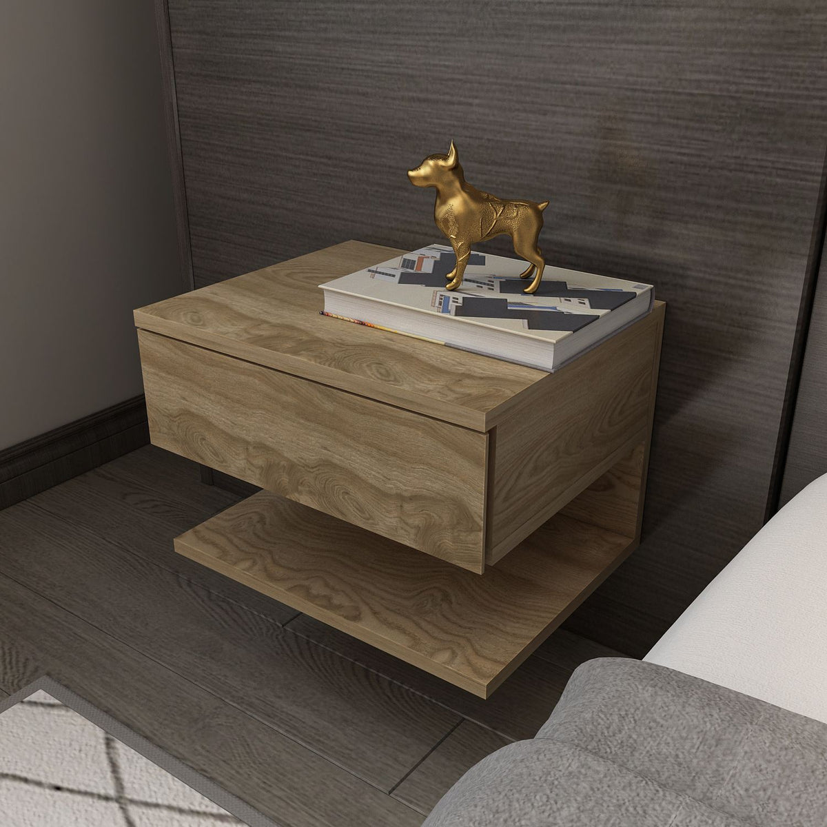 Κομοδίνο Galatista Δρυς Oud 45x36.8x31.4 εκ. Μελαμίνης