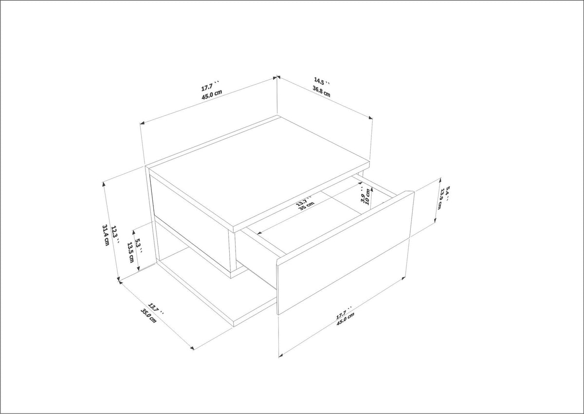 Κομοδίνο Galatista Λευκό 45x36.8x31.4 εκ. Μελαμίνης