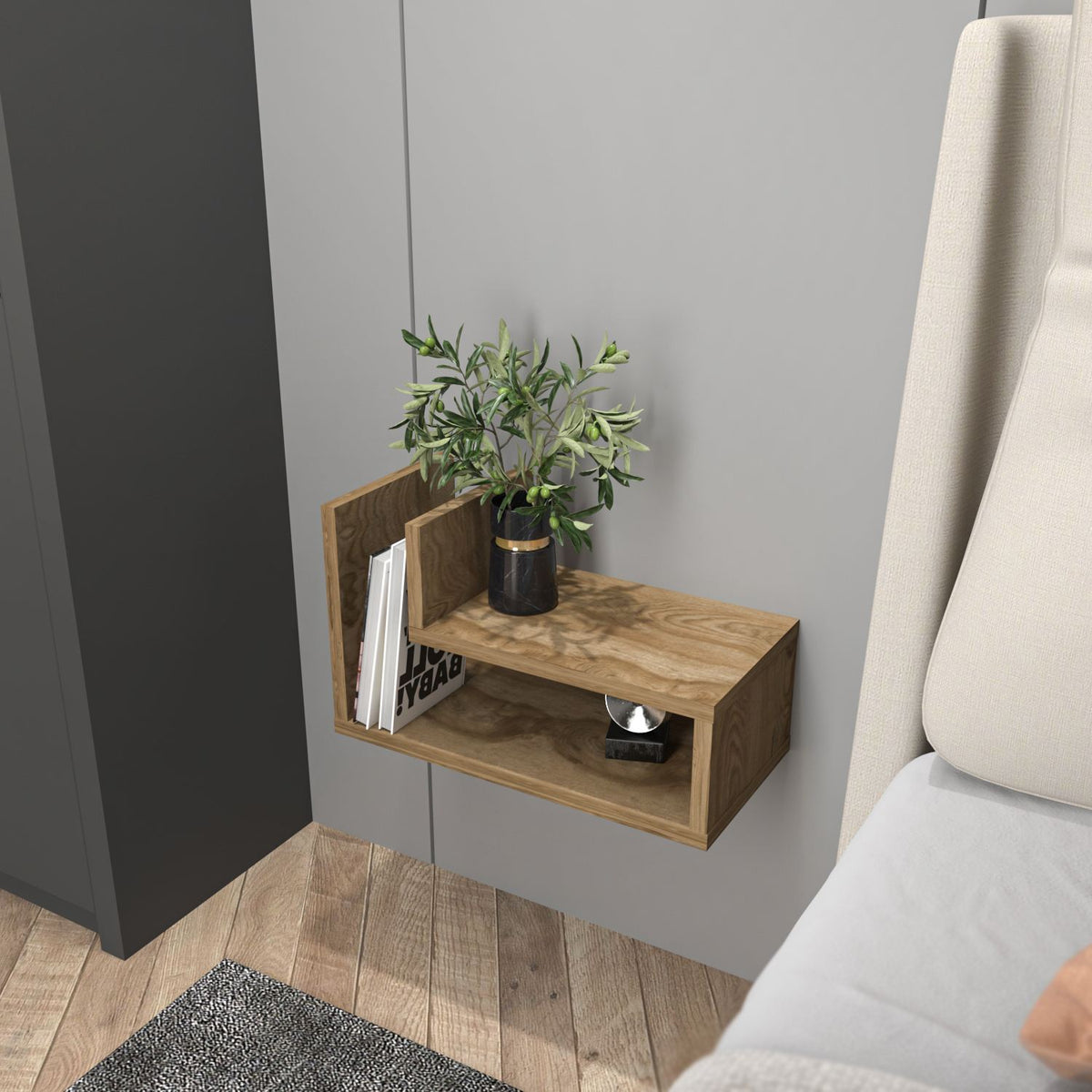 Κομοδίνο Asfaka Δρυς Oud 45x22x26.8 εκ. Μελαμίνης