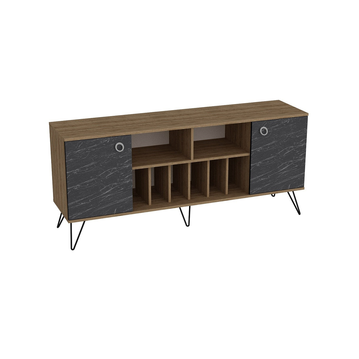 Κονσόλα Karavas Καρυδί - Μαύρο 180x44.8x78.6 εκ. Μελαμίνης