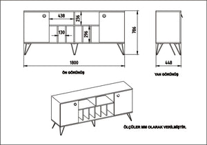 Κονσόλα Karavas Καρυδί - Μαύρο 180x44.8x78.6 εκ. Μελαμίνης