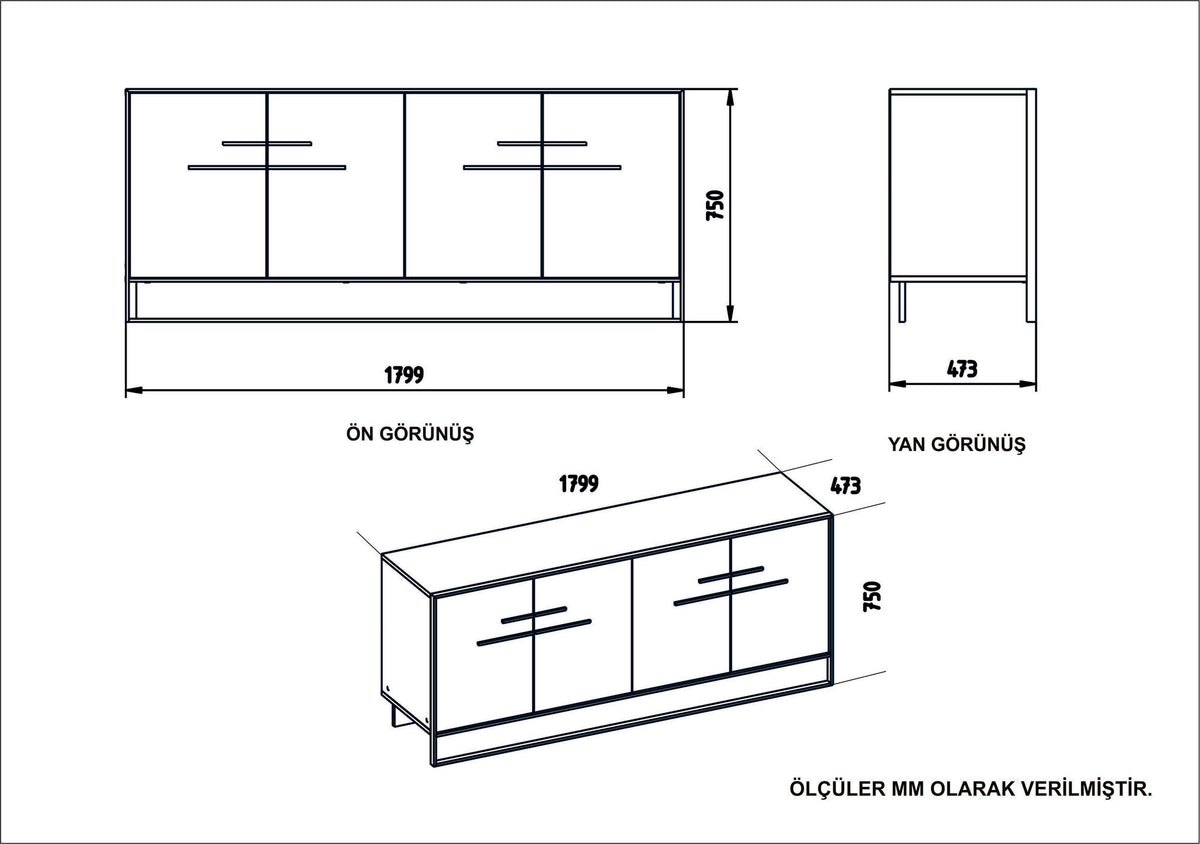 Κονσόλα Vouraikos Λευκό 179.9x47.3x75 εκ. Μελαμίνης