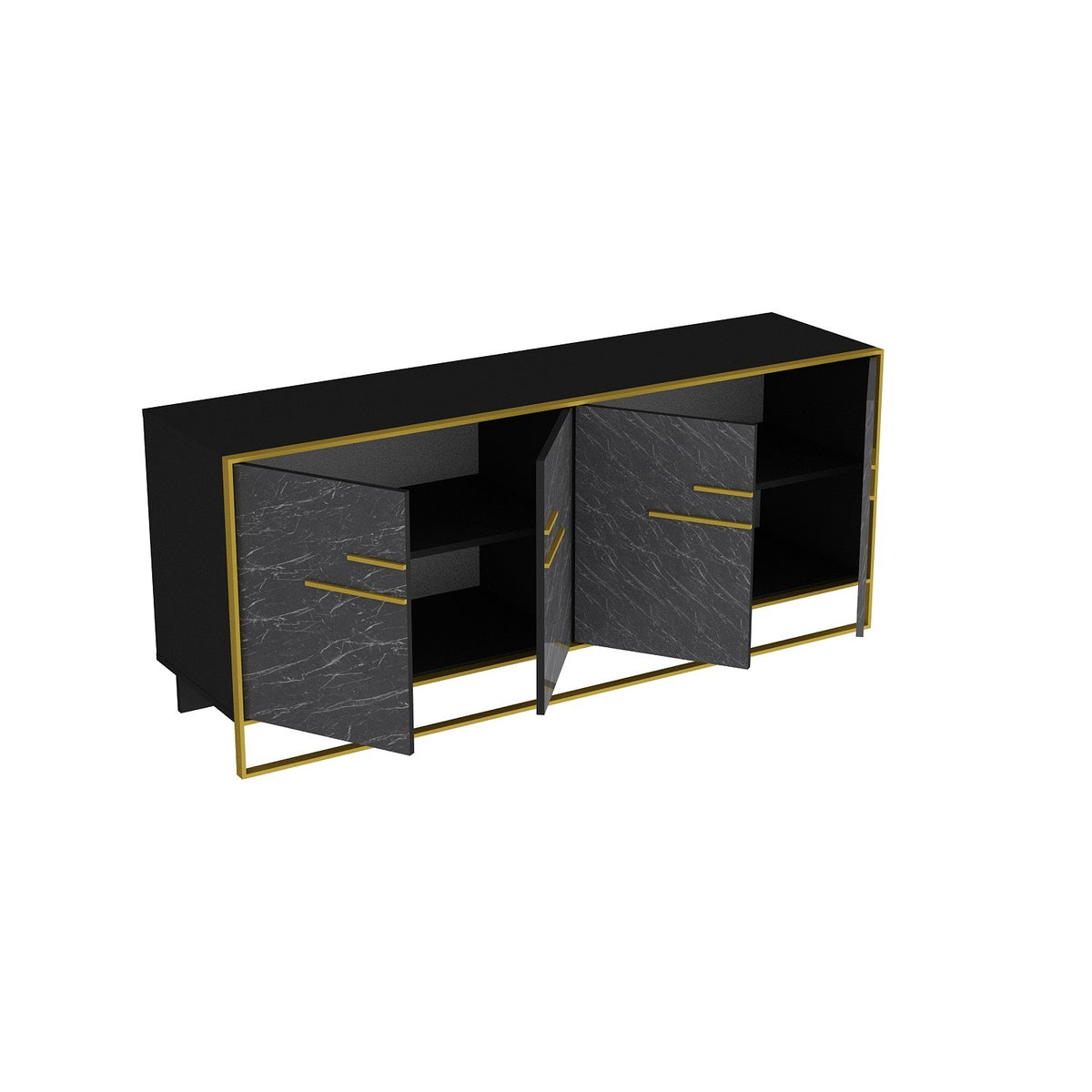 Κονσόλα Vouraikos Μαύρο 179.9x47.3x75 εκ. Μελαμίνης