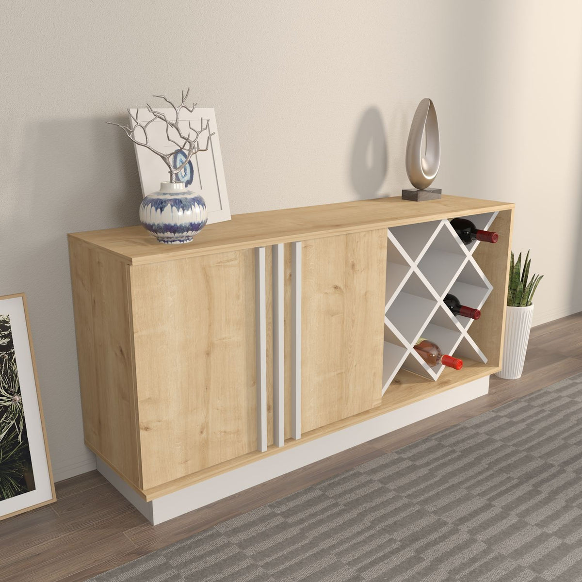 Μπουφές Atokos Δρυς Sapphire - Λευκό 148x40x70 εκ. Μελαμίνης