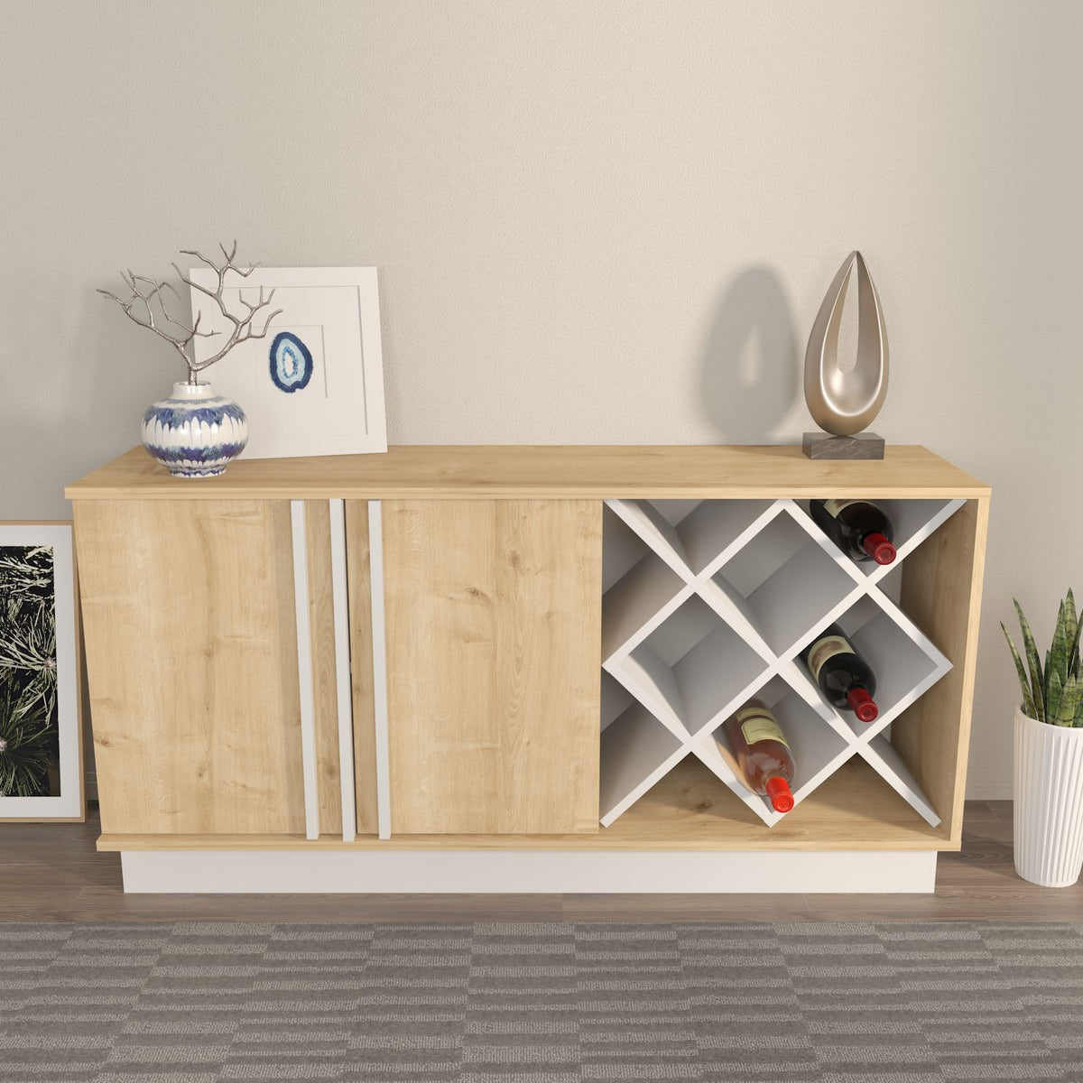 Μπουφές Atokos Δρυς Sapphire - Λευκό 148x40x70 εκ. Μελαμίνης