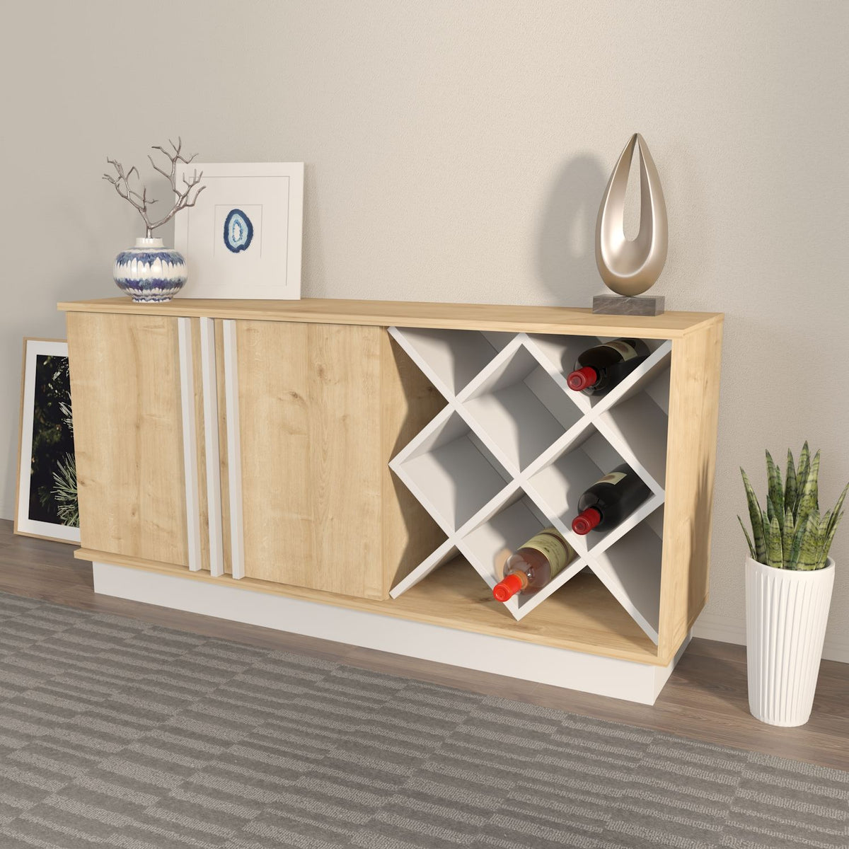 Μπουφές Atokos Δρυς Sapphire - Λευκό 148x40x70 εκ. Μελαμίνης