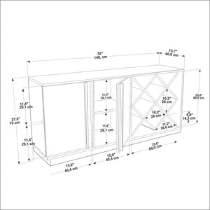 Μπουφές Atokos Δρυς Sapphire - Λευκό 148x40x70 εκ. Μελαμίνης