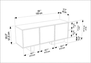 Μπουφές Krathis Καρυδί - Travertine 150x45x51.5 εκ. Μελαμίνης