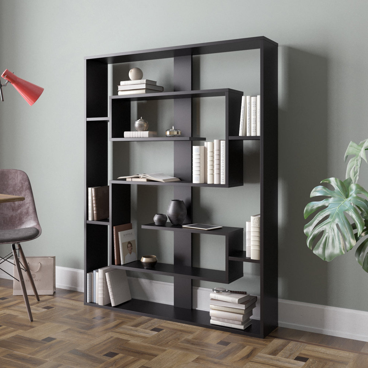 Βιβλιοθήκη Dodoni Μαύρο 120x22x156 εκ. Μελαμίνης