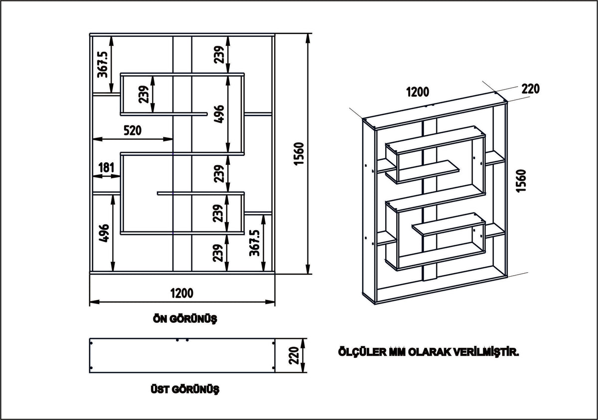 Βιβλιοθήκη Dodoni Μαύρο - Δρυς 120x22x156 εκ. Μελαμίνης