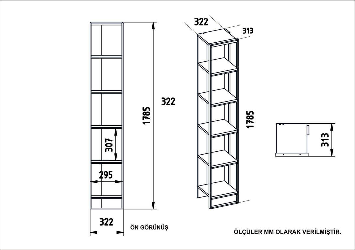 Βιβλιοθήκη Vouraikos Χρυσό - Μαύρο 32.2x31.3x178.5 εκ. Μελαμίνης