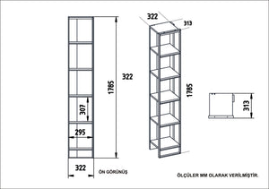 Βιβλιοθήκη Vouraikos Χρυσό - Μαύρο 32.2x31.3x178.5 εκ. Μελαμίνης