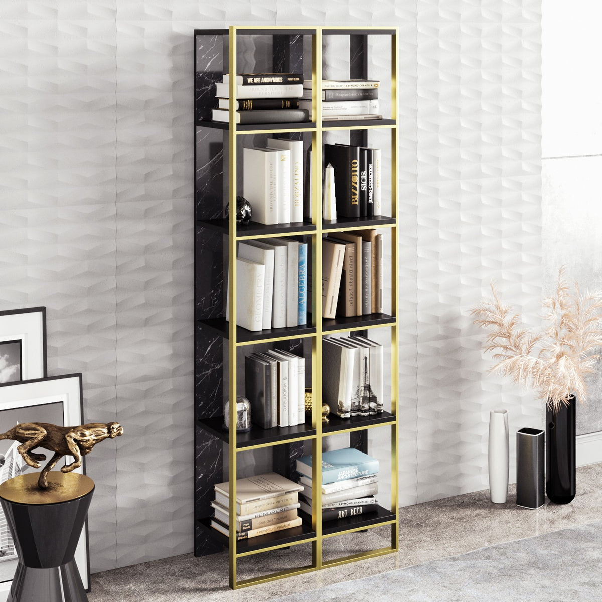 Βιβλιοθήκη Vouraikos Μαύρο 32.2x31.3x178.5 εκ. Μελαμίνης