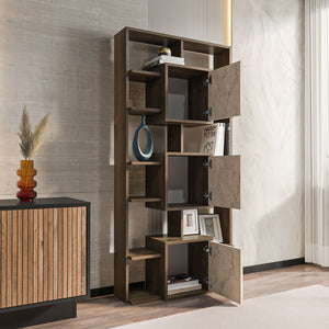 Βιβλιοθήκη Krathis Καρυδί - Travertine 85x20x176 εκ. Μελαμίνης