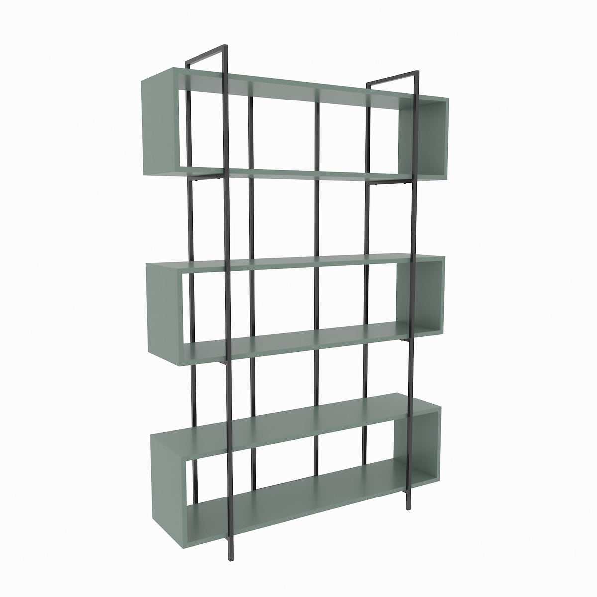 Βιβλιοθήκη Alfeios Πράσινο - Μαύρο 120x29.6x180 εκ. Μελαμίνης