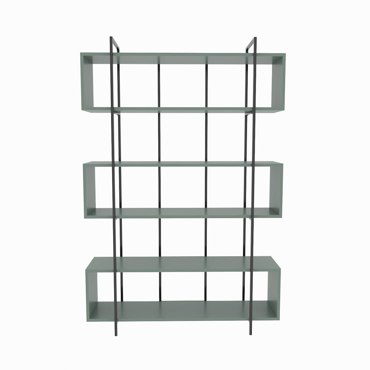 Βιβλιοθήκη Alfeios Πράσινο - Μαύρο 120x29.6x180 εκ. Μελαμίνης