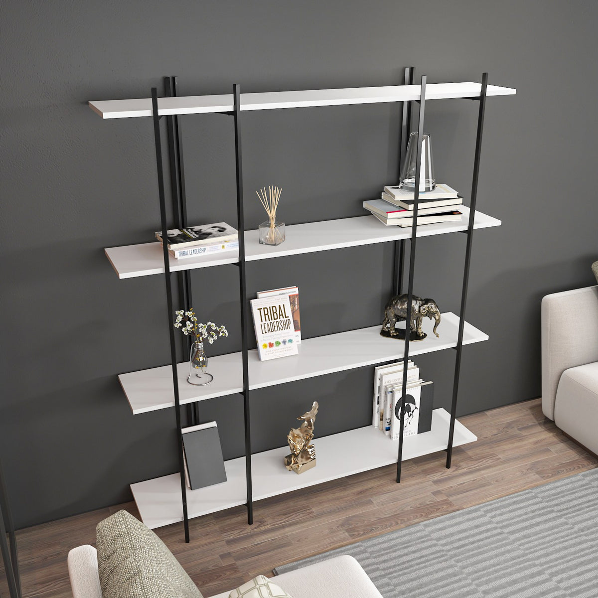 Βιβλιοθήκη Fili Λευκό - Μαύρο 160x29.6x180 εκ. Μελαμίνης