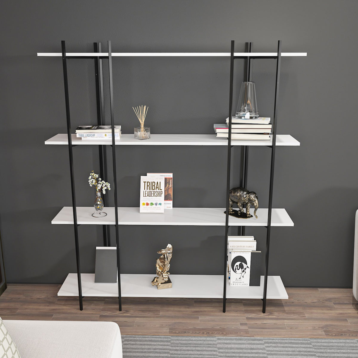 Βιβλιοθήκη Fili Λευκό - Μαύρο 160x29.6x180 εκ. Μελαμίνης