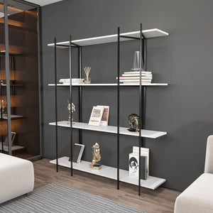 Βιβλιοθήκη Fili Λευκό - Μαύρο 160x29.6x180 εκ. Μελαμίνης