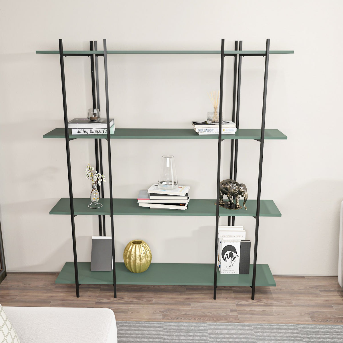 Βιβλιοθήκη Fili Πράσινο - Μαύρο 160x29.6x180 εκ. Μελαμίνης - Pakobazaar