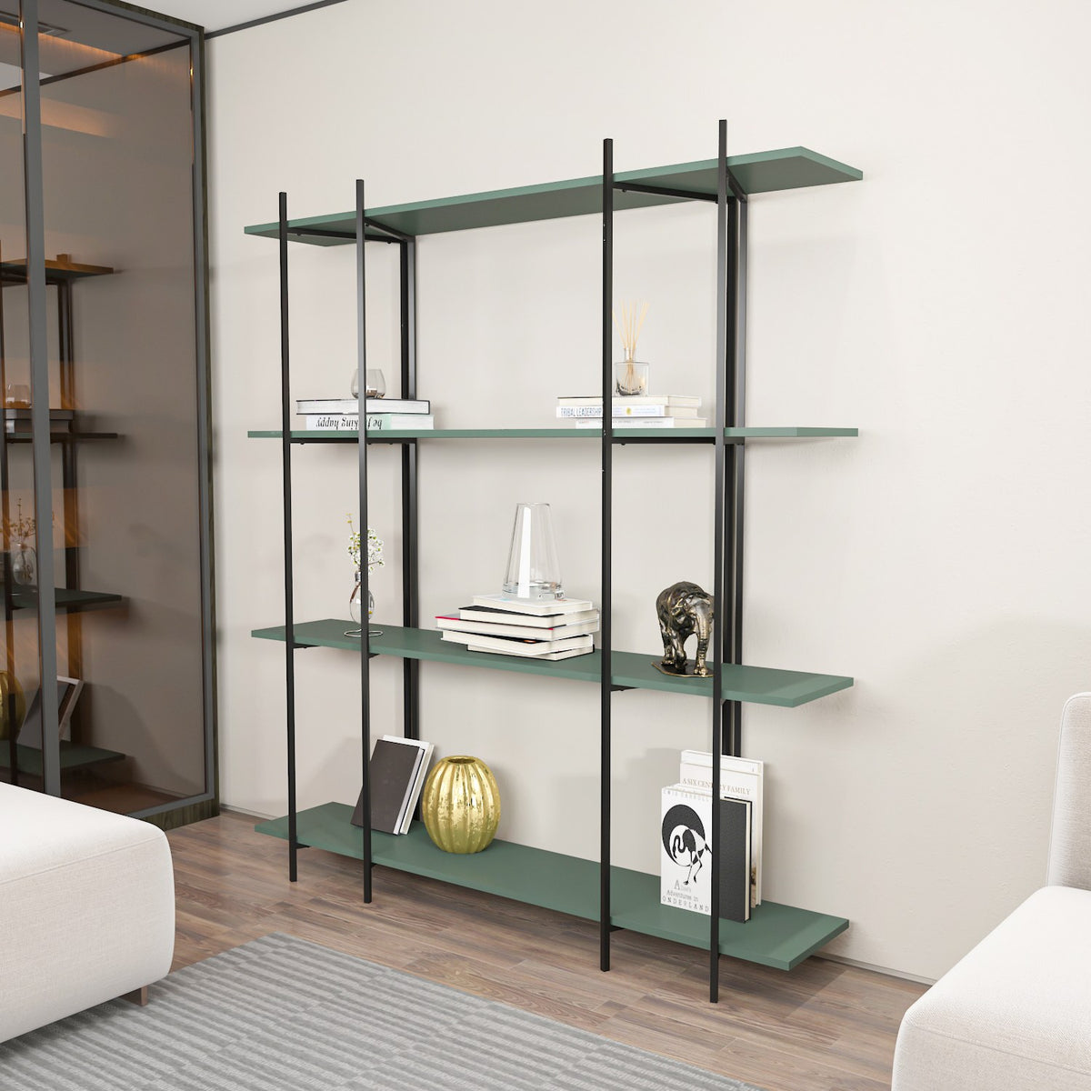 Βιβλιοθήκη Fili Πράσινο - Μαύρο 160x29.6x180 εκ. Μελαμίνης - Pakobazaar
