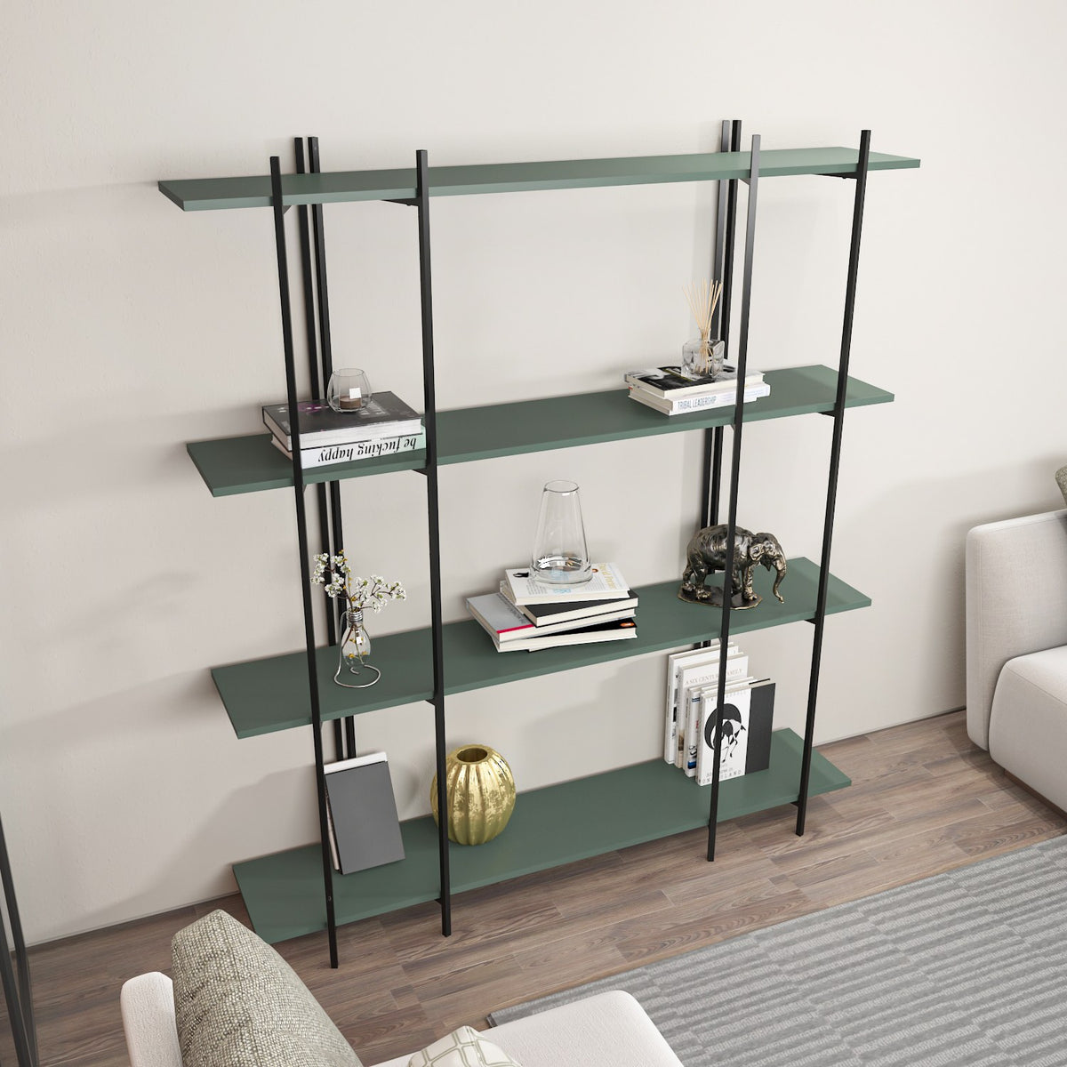 Βιβλιοθήκη Fili Πράσινο - Μαύρο 160x29.6x180 εκ. Μελαμίνης - Pakobazaar