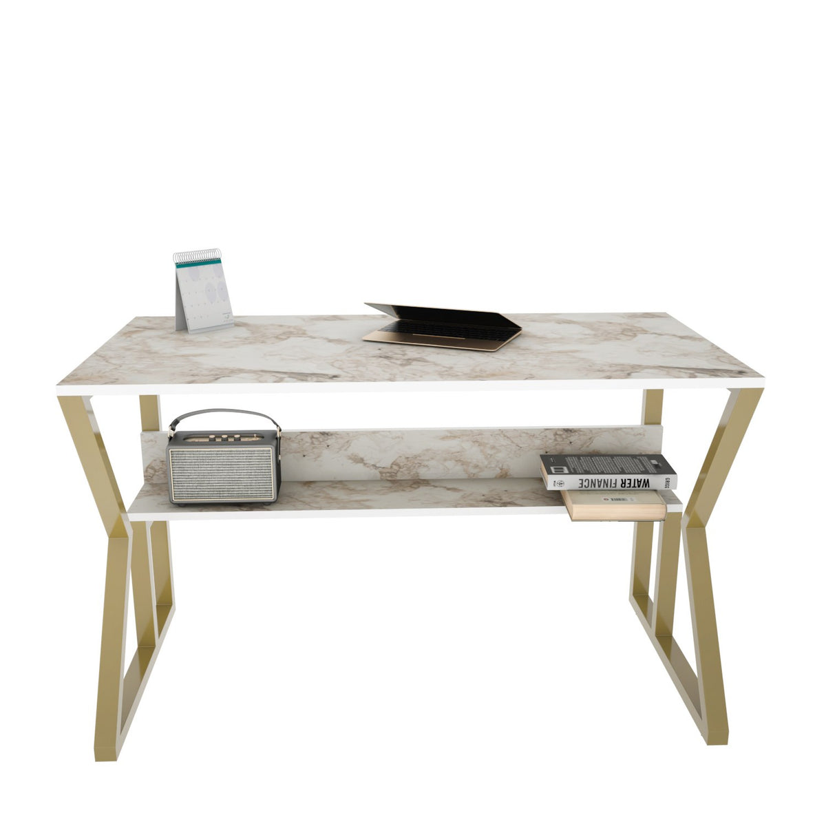 Γραφείο Feres Λευκό - Χρυσό 120x60x72.8 εκ. Μελαμίνης - Pakobazaar