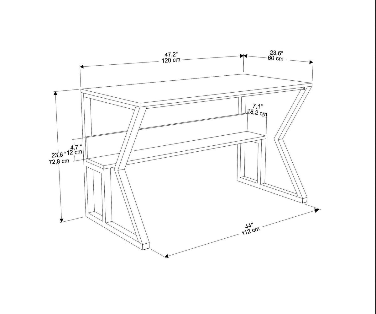 Γραφείο Feres Λευκό - Χρυσό 120x60x72.8 εκ. Μελαμίνης - Pakobazaar