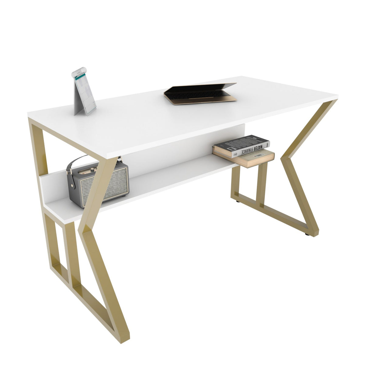 Γραφείο Feres Χρυσό - Λευκό 120x60x72.8 εκ. Μελαμίνης - Pakobazaar