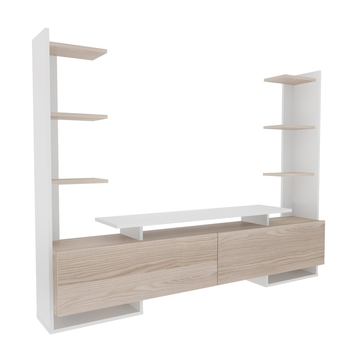 Έπιπλο Τηλεόρασης Evinochori Λευκό - Δρυς 183.6x31.7x140 εκ. Μελαμίνης