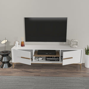 Έπιπλο Τηλεόρασης Prinos Λευκό - Καρυδί 120x29.6x43.6 εκ. Μελαμίνης