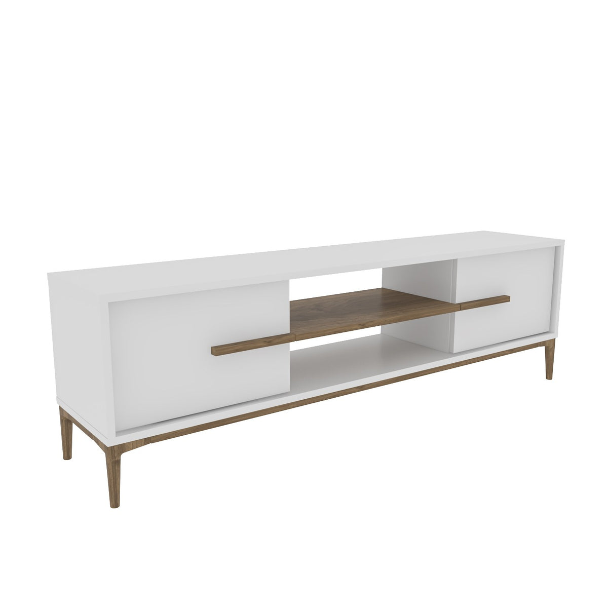 Έπιπλο Τηλεόρασης Prinos Λευκό - Καρυδί 120x29.6x43.6 εκ. Μελαμίνης