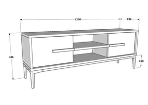 Έπιπλο Τηλεόρασης Prinos Λευκό - Καρυδί 120x29.6x43.6 εκ. Μελαμίνης