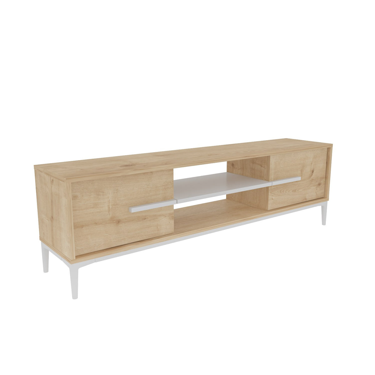 Έπιπλο Τηλεόρασης Prinos Δρυς - Λευκό 120x29.6x43.6 εκ. Μελαμίνης