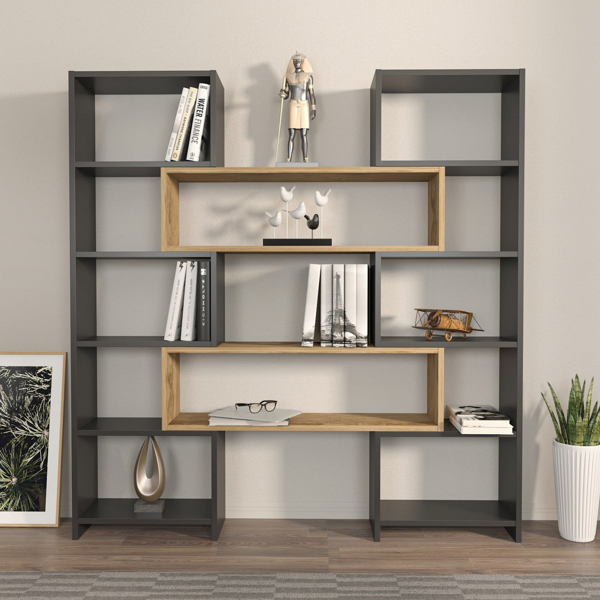 Βιβλιοθήκη Arkasa Μαύρο 163.5x22x150 εκ. Μελαμίνης