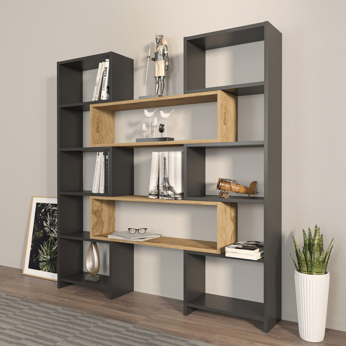 Βιβλιοθήκη Arkasa Μαύρο 163.5x22x150 εκ. Μελαμίνης