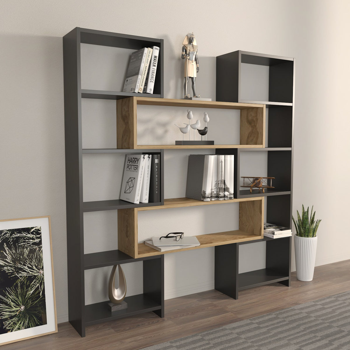 Βιβλιοθήκη Arkasa Μαύρο 163.5x22x150 εκ. Μελαμίνης