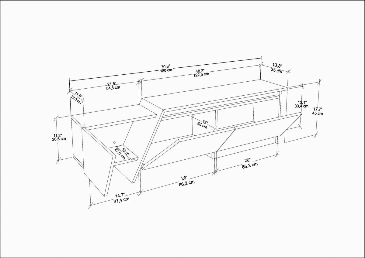 Έπιπλο Τηλεόρασης Lithi Λευκό - Καρυδί 180x35x28.6 εκ. Μελαμίνης