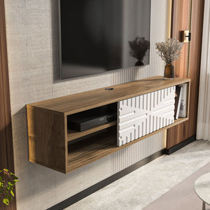 Έπιπλο Τηλεόρασης Axioupoli Καρυδί - Λευκό 140x29.5x29.5 εκ. Μελαμίνης